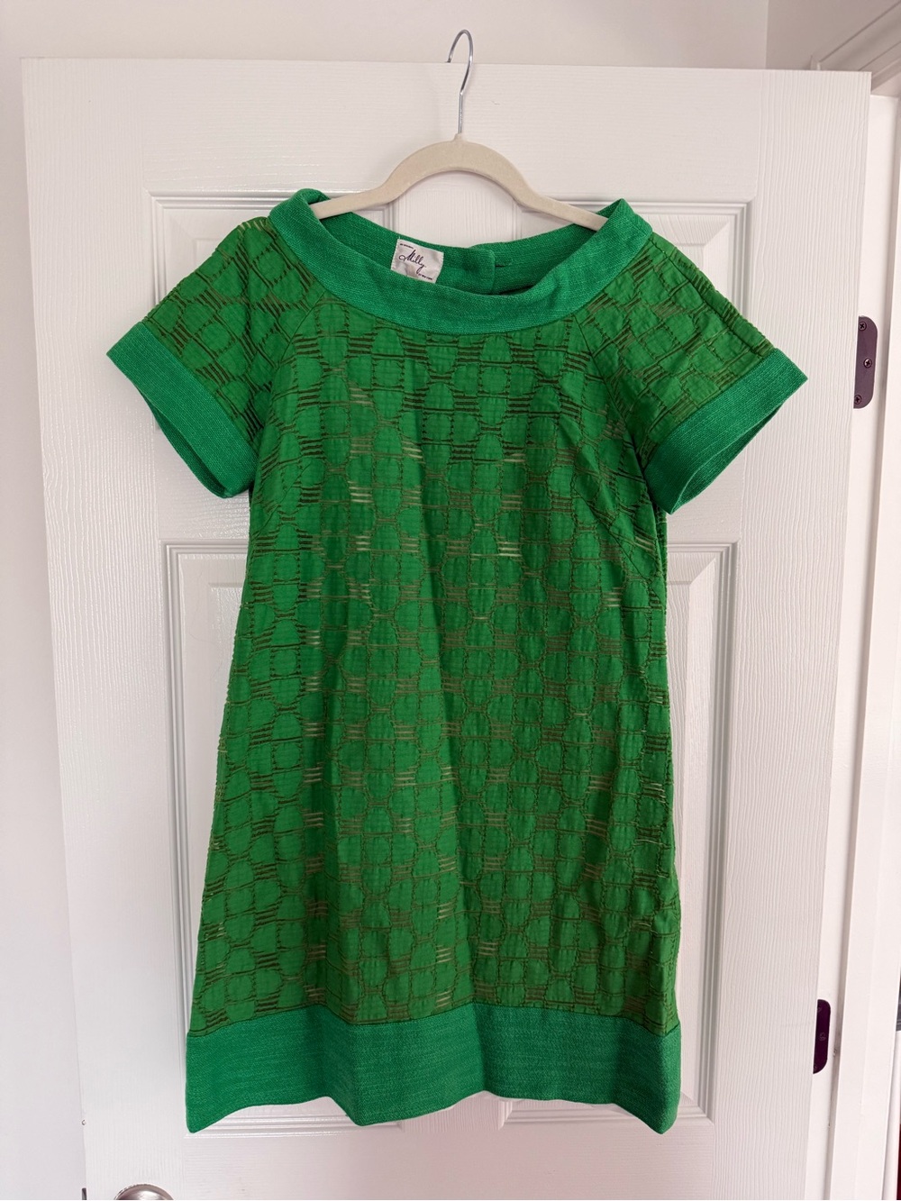 Original Milly of NY Bright Green Knit Short-Sleeve Shift Dress